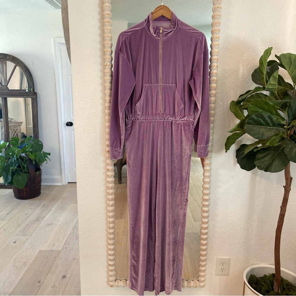 Fabletics Lavender Velour Jumpsuit Large
